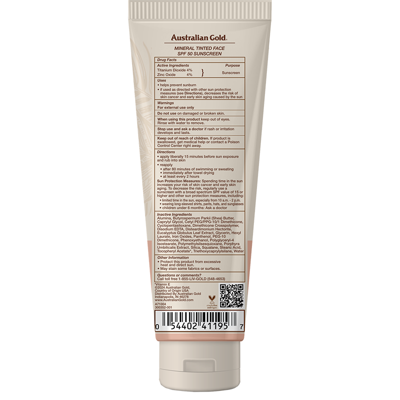 Australian Gold Mineral SPF 50 Tinted Face Fair to Light