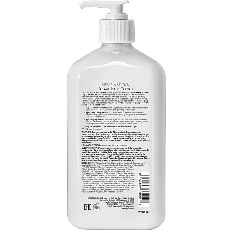 Back Label of Sugar Plum Cookie