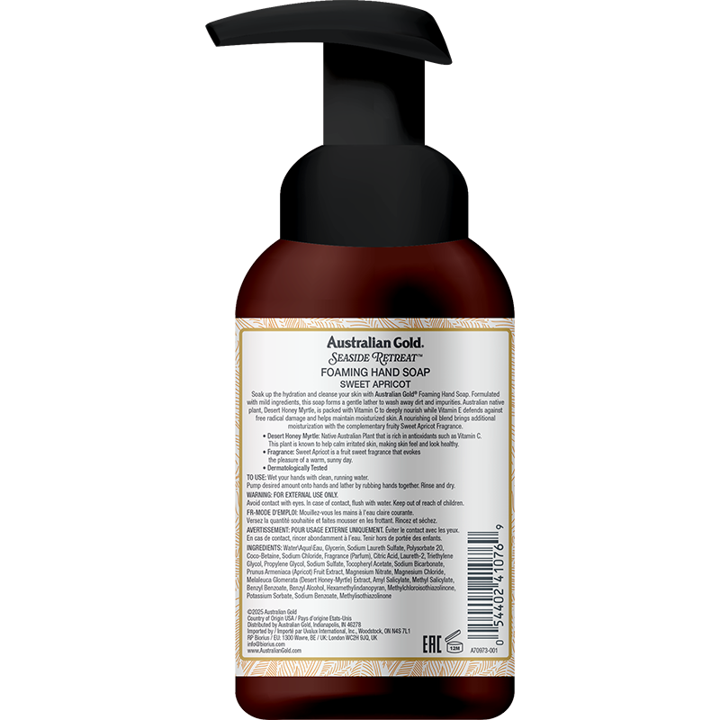 Australian Gold Seaside Retreat Sweet Apricot Foaming Hand Soap
