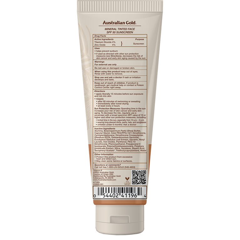 Australian Gold Mineral SPF 50 Tinted Face Medium to Tan