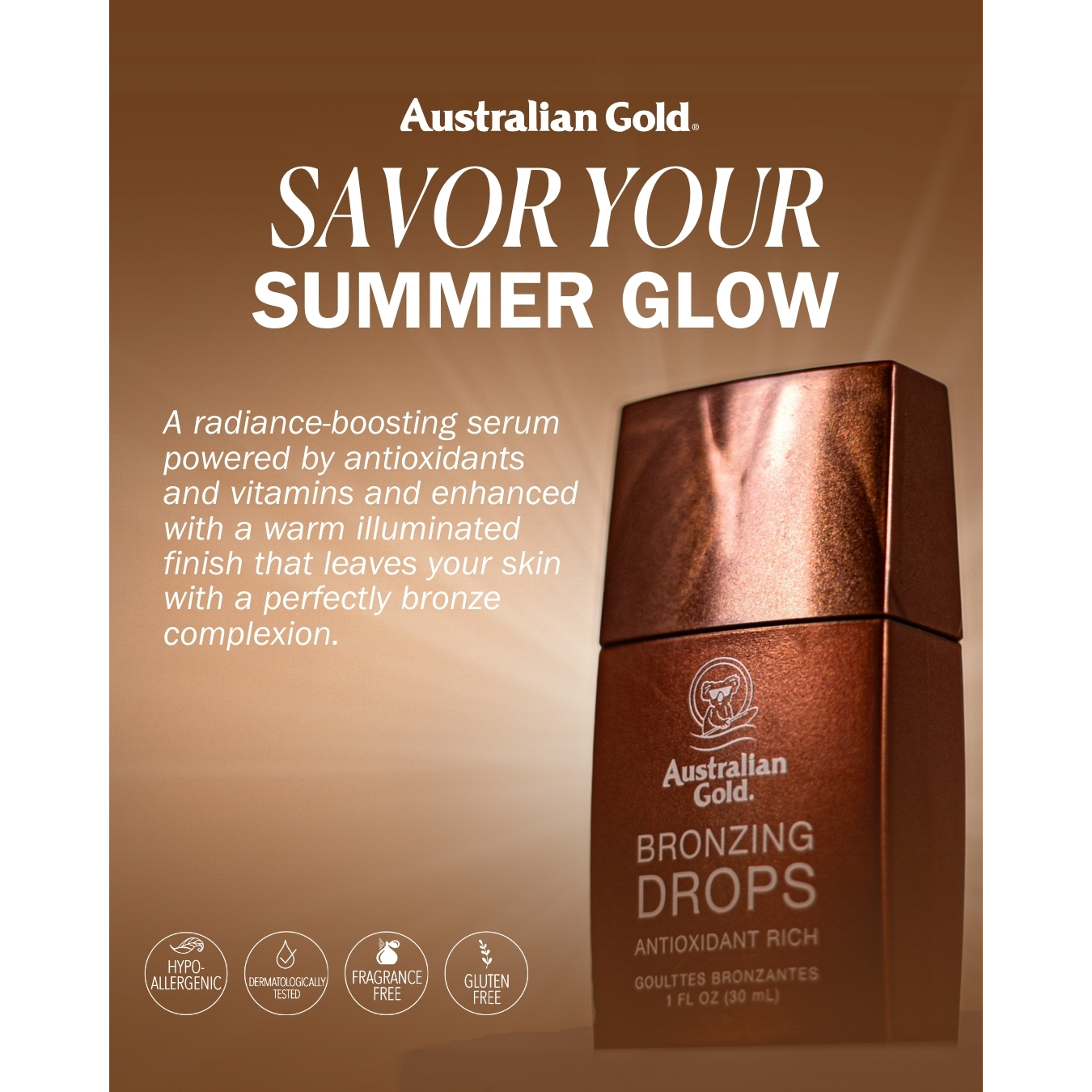 savor your summer glow Brozing Drops