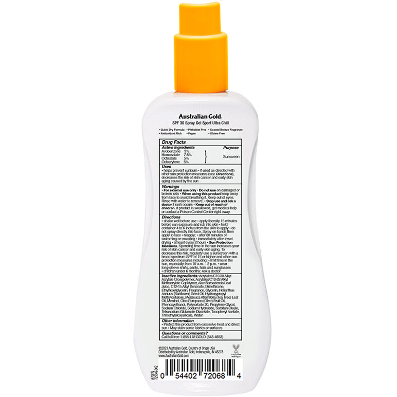 SPF 30 Spray Gel Sport Ultra Chill 8 fl oz