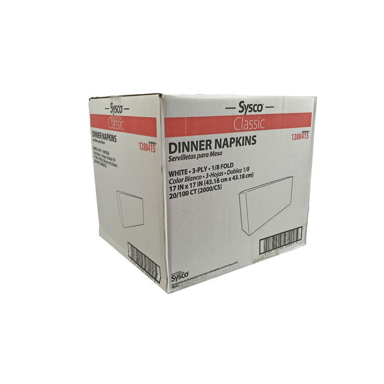 Napkin Dinner 17 Inch X 17 Inch 3-ply White 1/