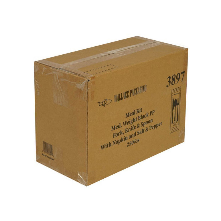 Kit Cutlery Black Fork,knife And Spoon, Salt & Pepper