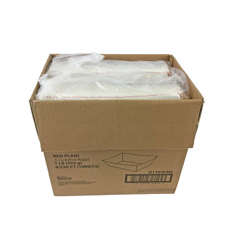 Tray Food Paper Red Plaid 1 Pound