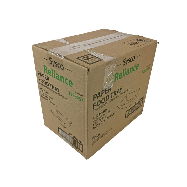 Tray Food Paper Red Plaid 1 Pound