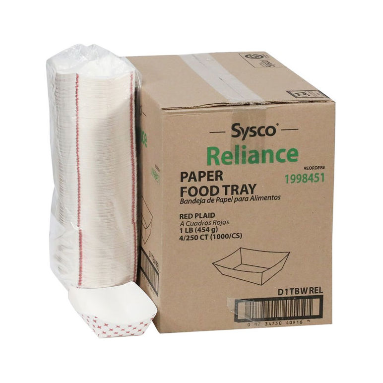 Tray Food Paper Red Plaid 1 Pound
