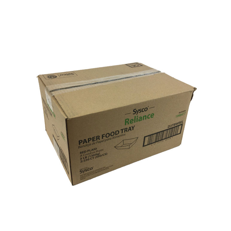 Tray Food Paper Red Plaid 3 Pound