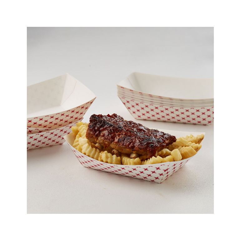 Tray Food Paper Red Plaid 3 Pound