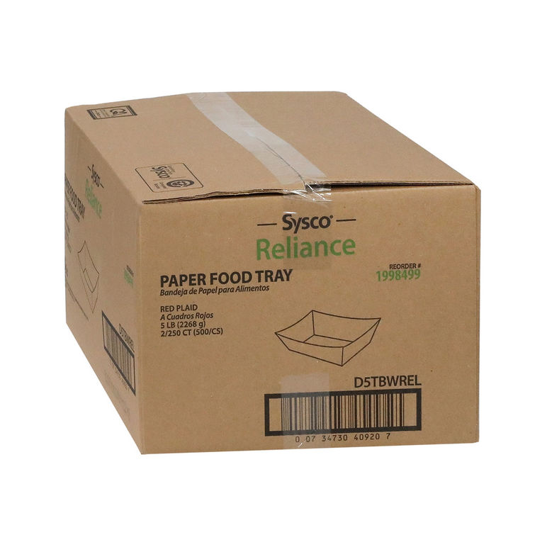 Tray Food Paper Red Plaid 5 Pound