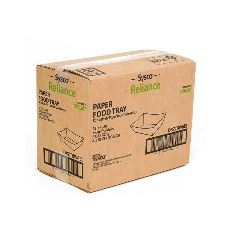 Tray Food Paper Red Plaid 8 Ounce