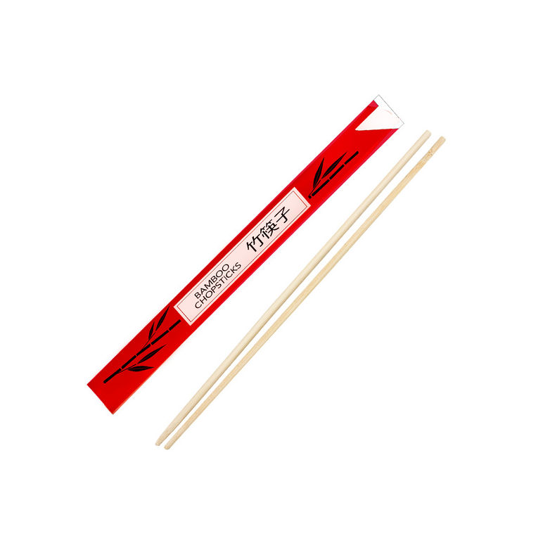 Bamboo Chopsticks W/ Red Sleeve 9"