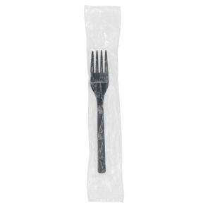 Fork Plastic Polypropylene Wrapped Heavy Black