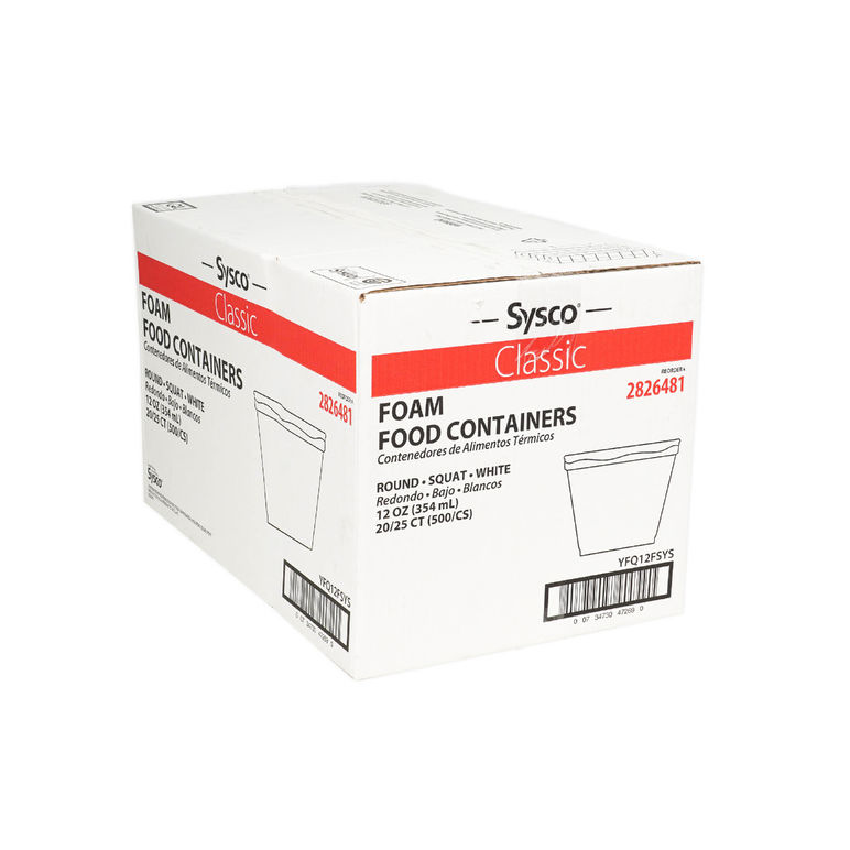 Container Foam Round 12 Ounce Squat White