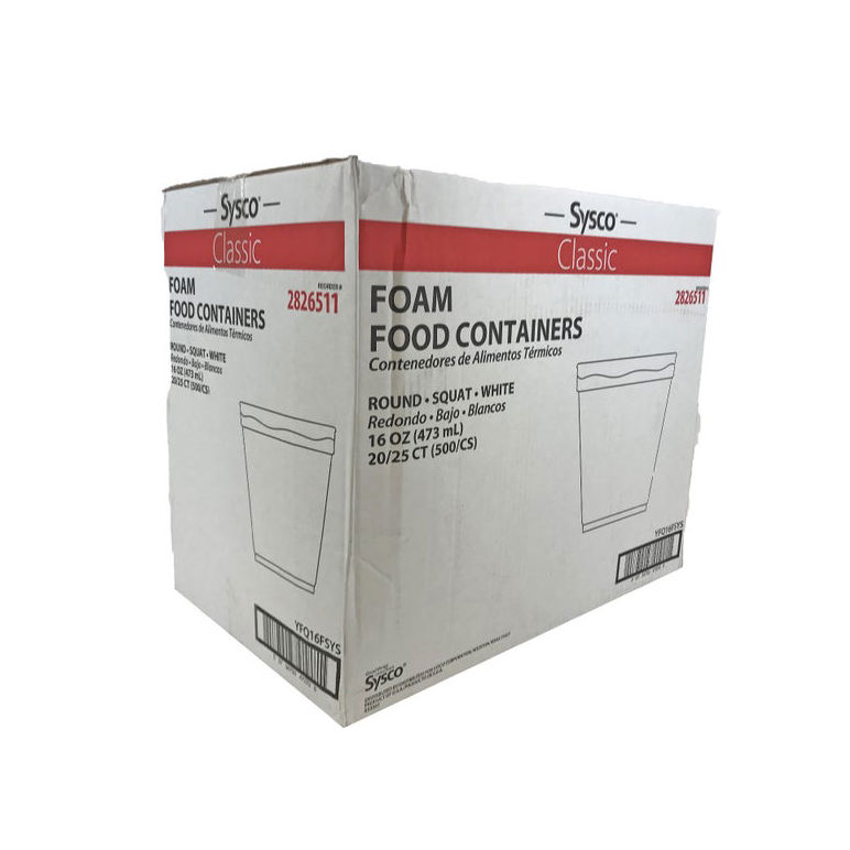 Container Foam Round 16 Ounce Squat White
