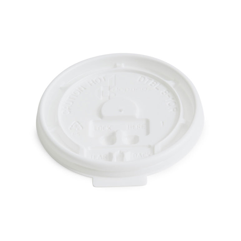 Lid Plastic White Tearback 8-10 Ounce