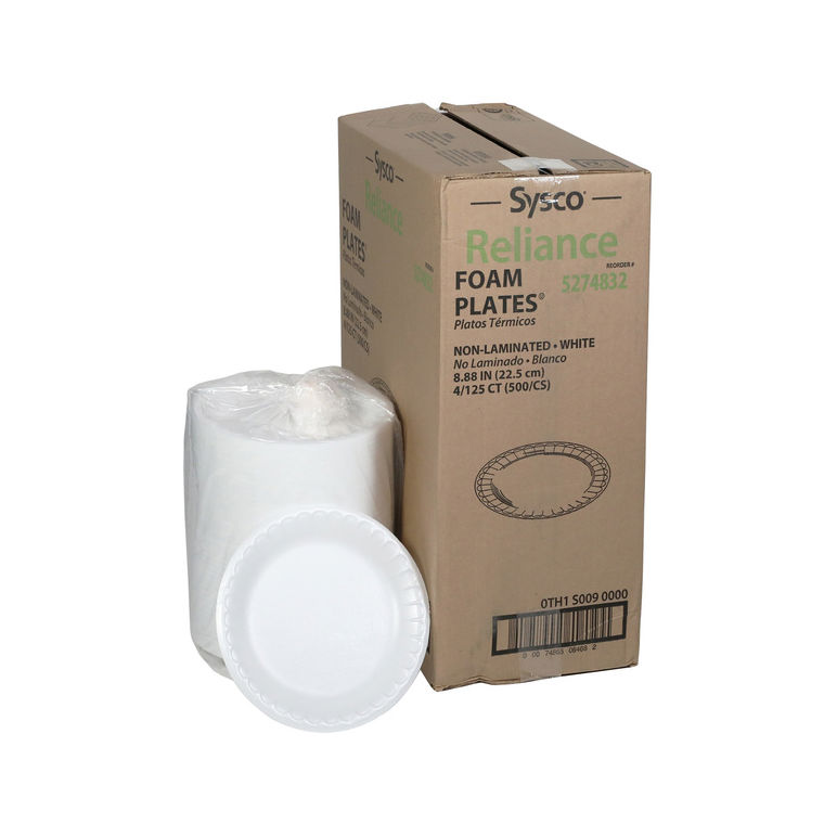Plate Foam Unlaminated White 9 Inch