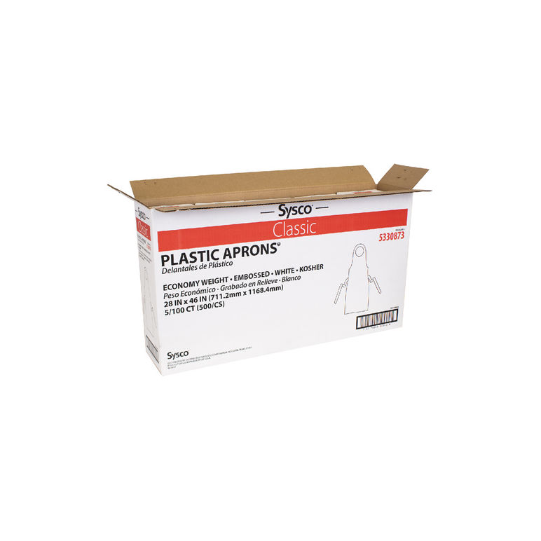 Apron Poly Embossed White 28 Inch X 46 Inch Ec