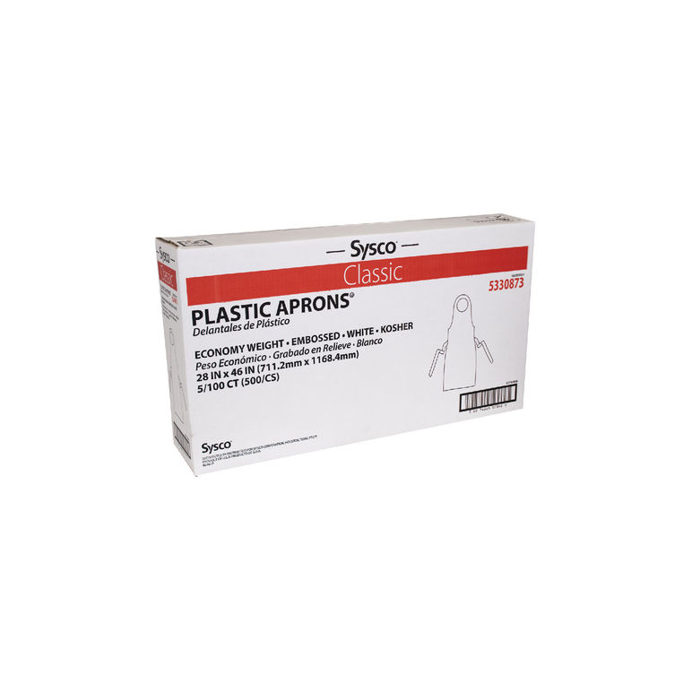Apron Poly Embossed White 28 Inch X 46 Inch Ec