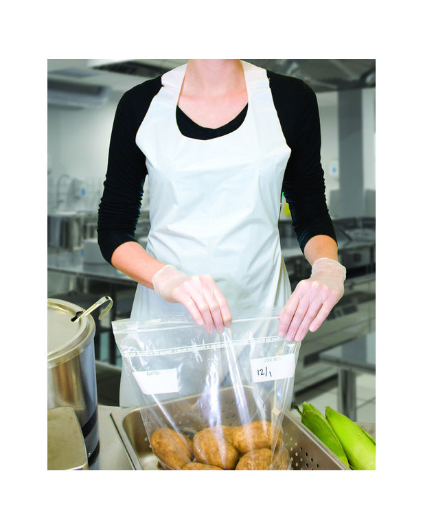 Apron Poly Embossed White 28 Inch X 46 Inch Ec