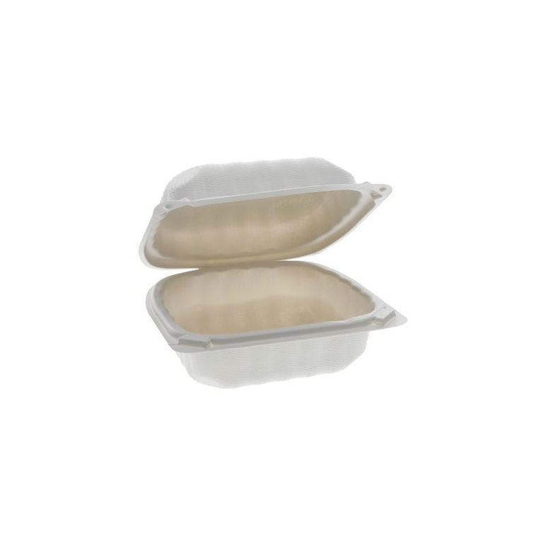 Hinged White Plastic Container w/ Lid