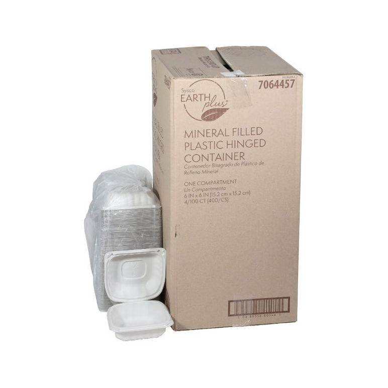 Hinged White Plastic Container w/ Lid