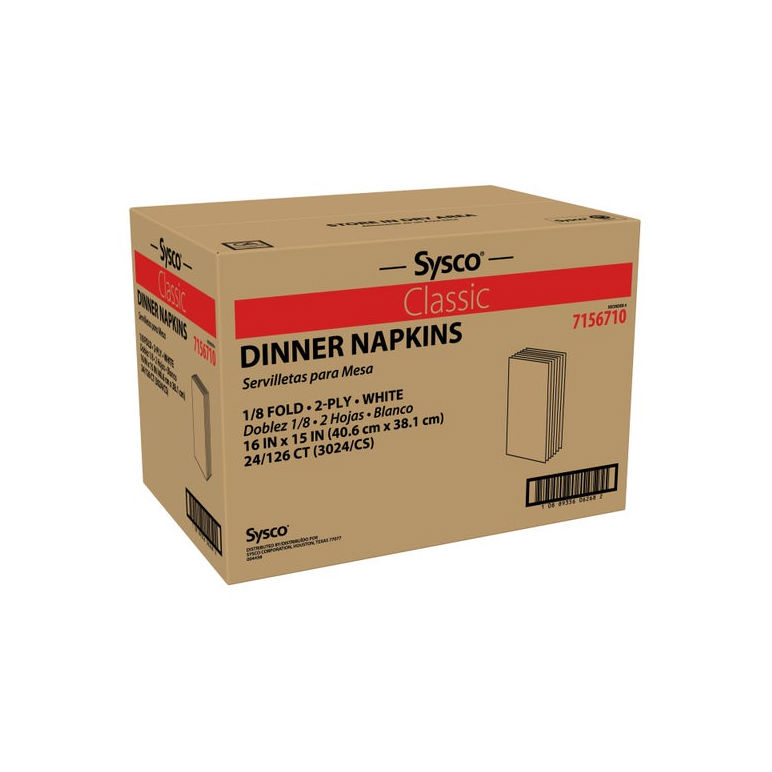 Napkin Dinner 16 X 15 Inches 2-ply White 1/8 F