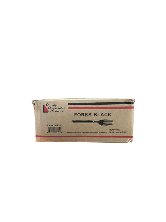 Heavy Black Plastic Fork 1000Ct