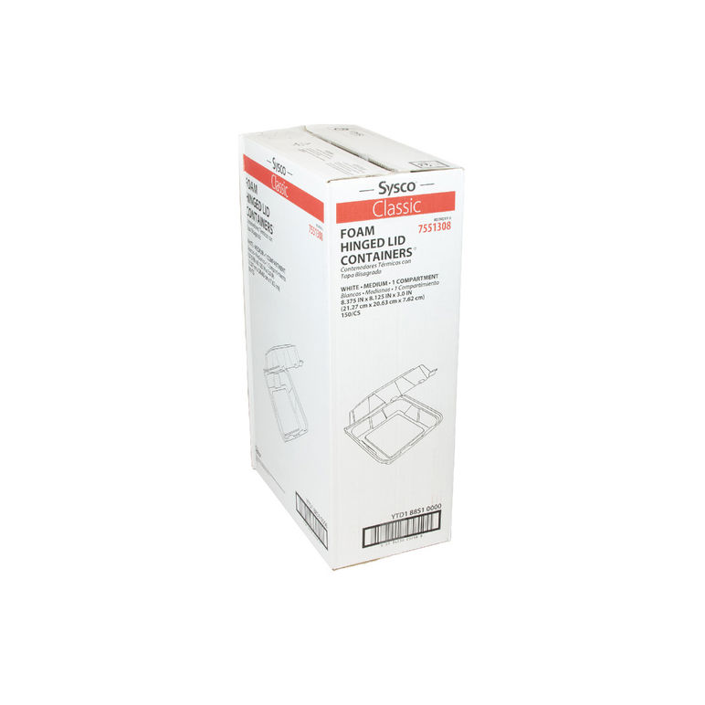 Container Foam Hinged 1 Compartment Double Tab 150/8x8x3