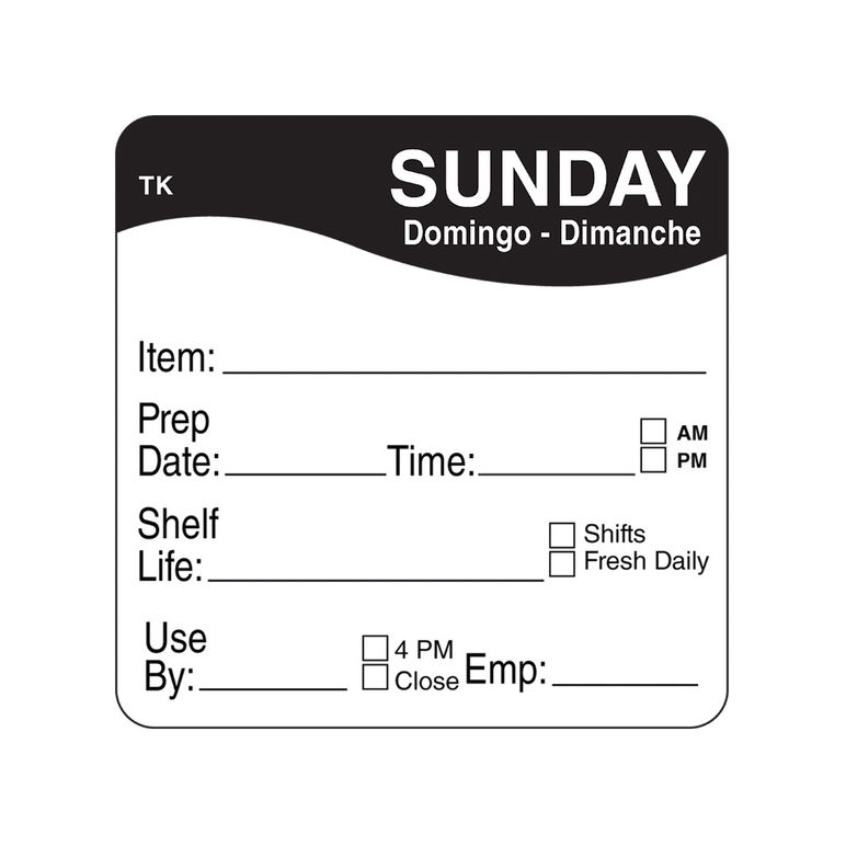 Label Roll Sunday Repostionable