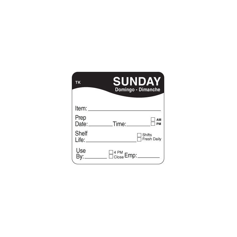 Label Roll Sunday Repostionable