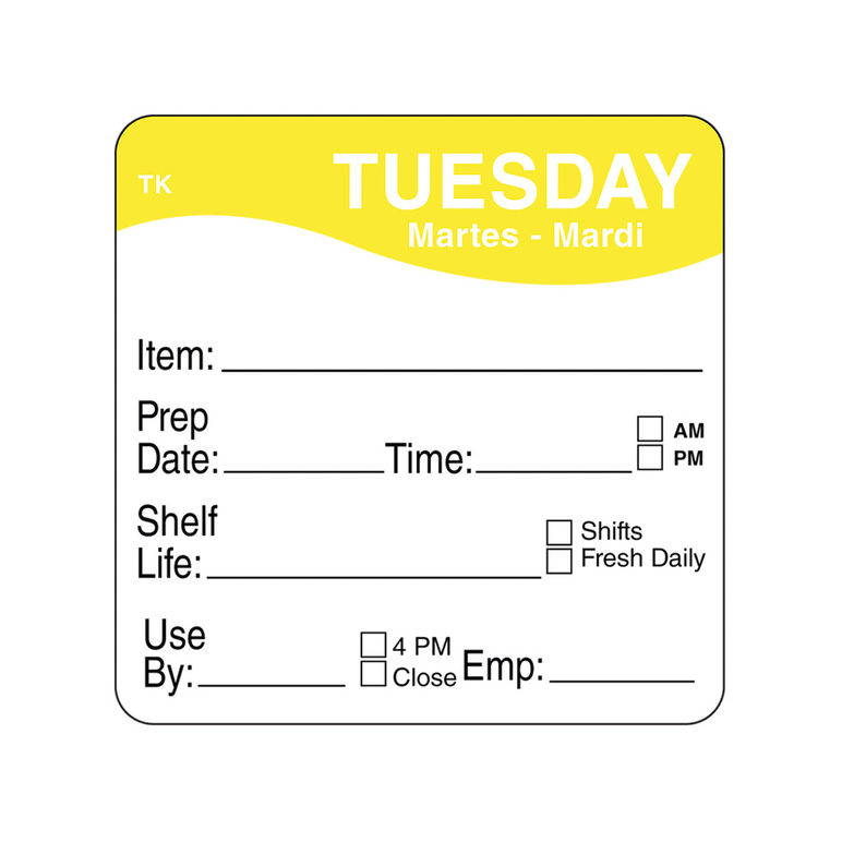 Label Roll Tuesday Repostionable