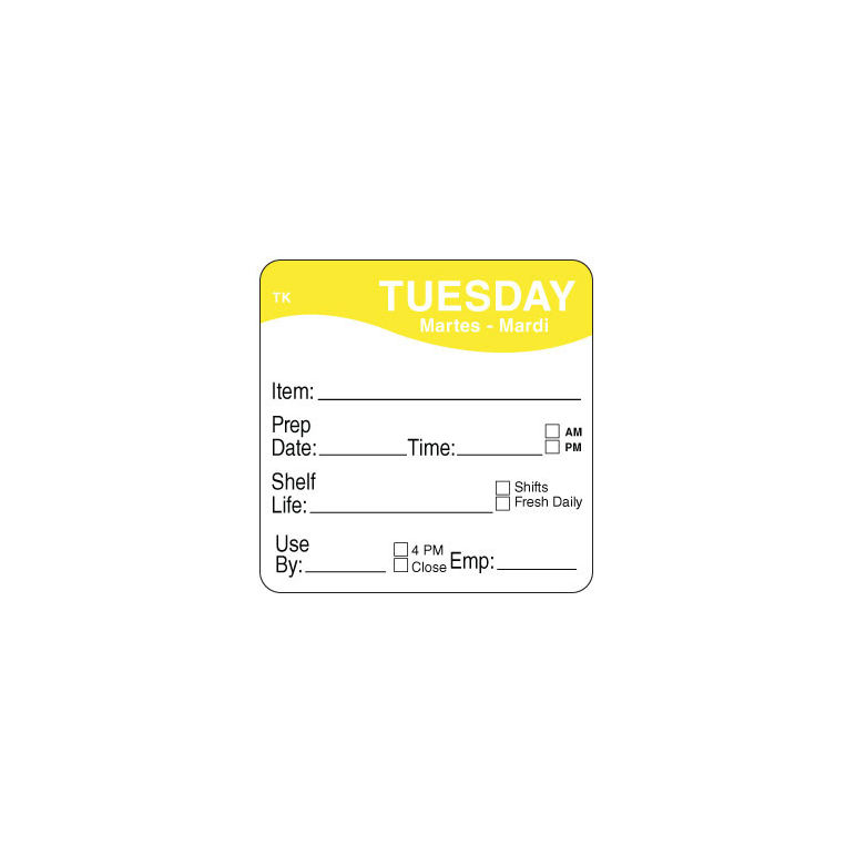 Label Roll Tuesday Repostionable