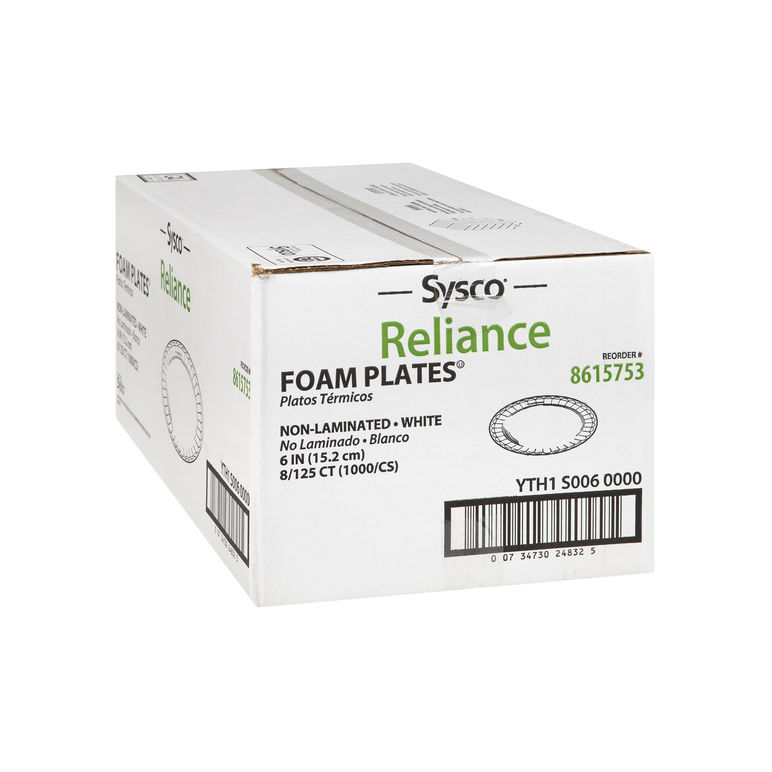 Plate Foam Unlaminated White 6 Inch