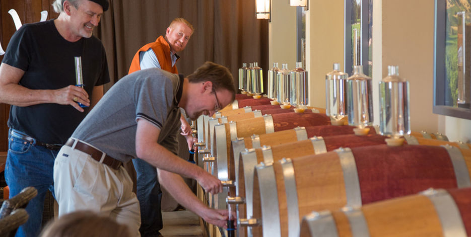 Wine Barrels Pouring