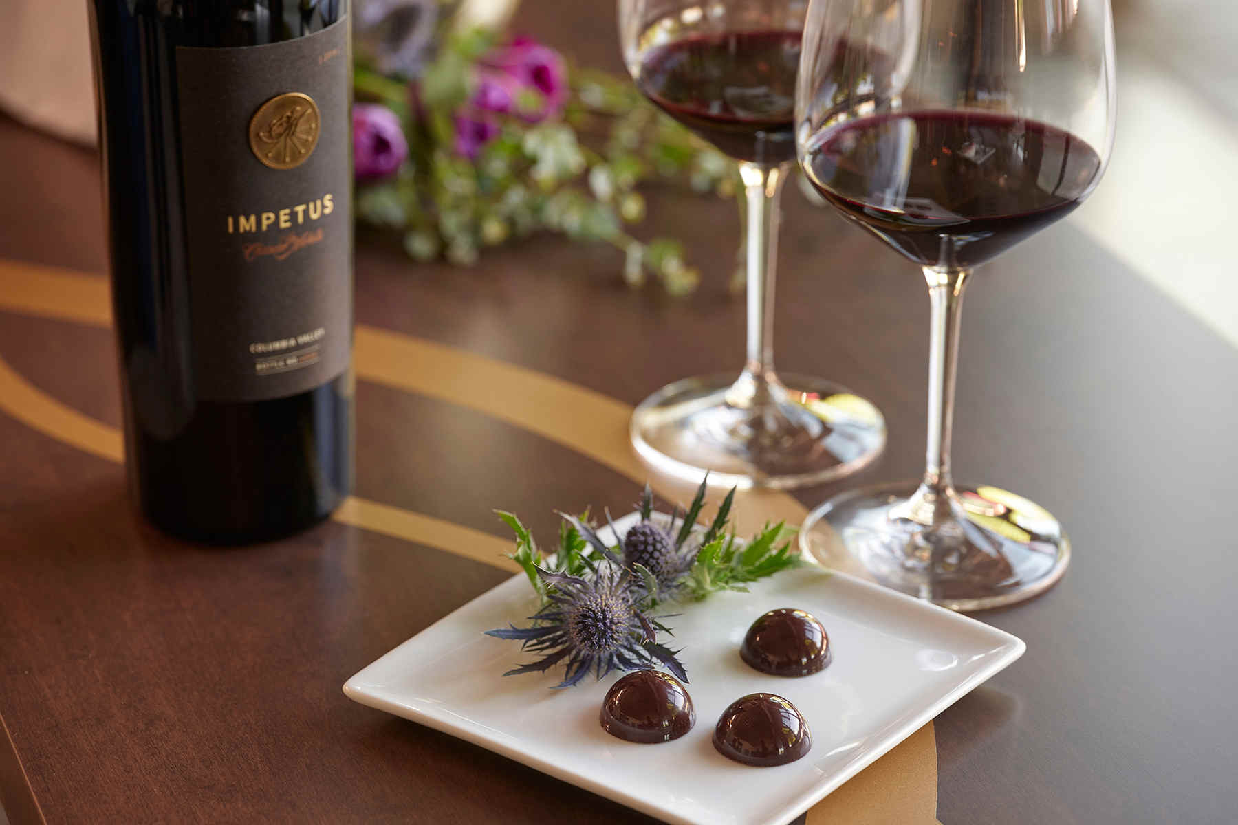 Wine bottle and glasses