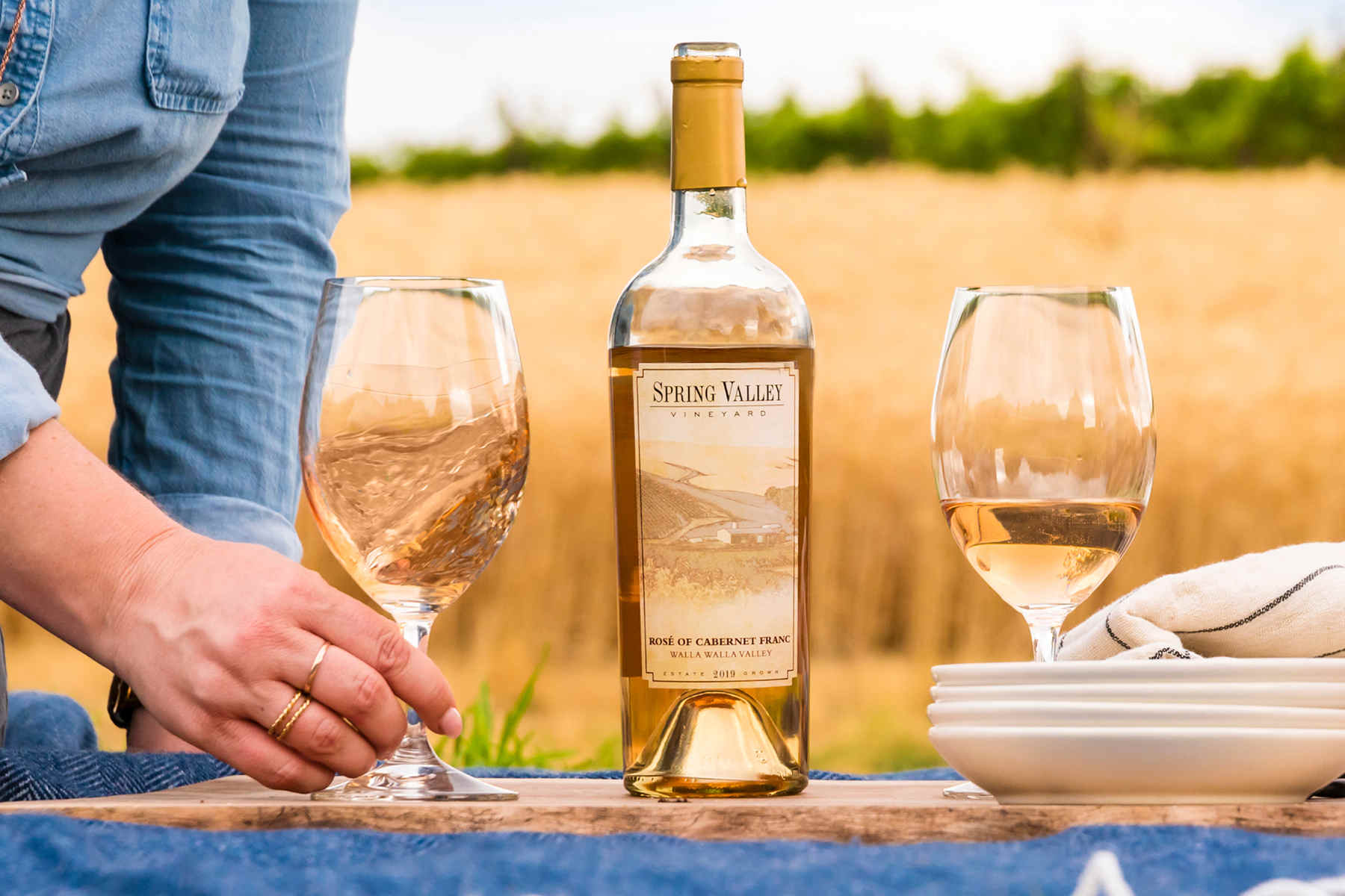Wine glasses on a table