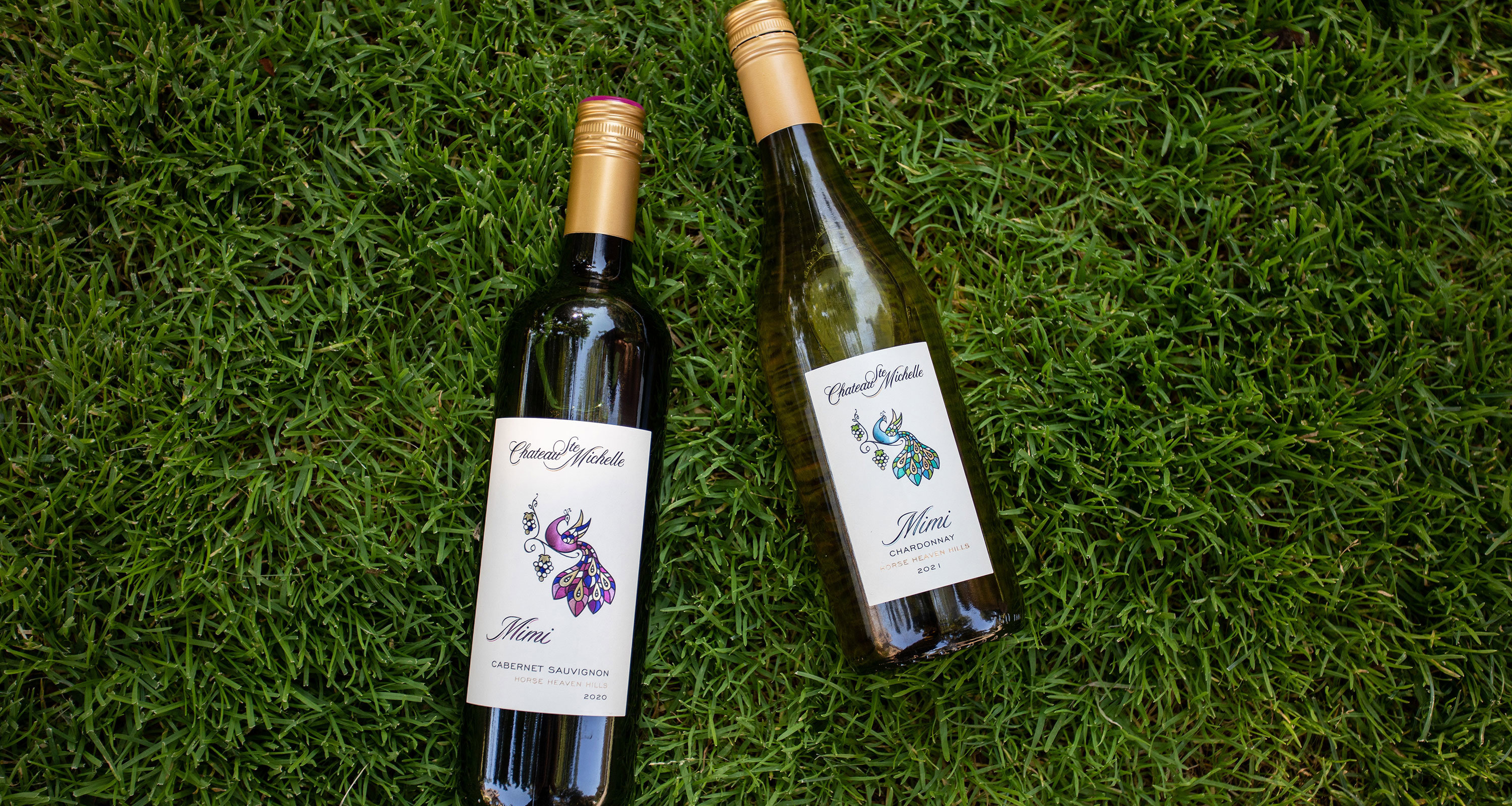 Bottles of Mimi laying on the grass
