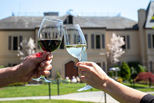 Toasting in front of the Chateau