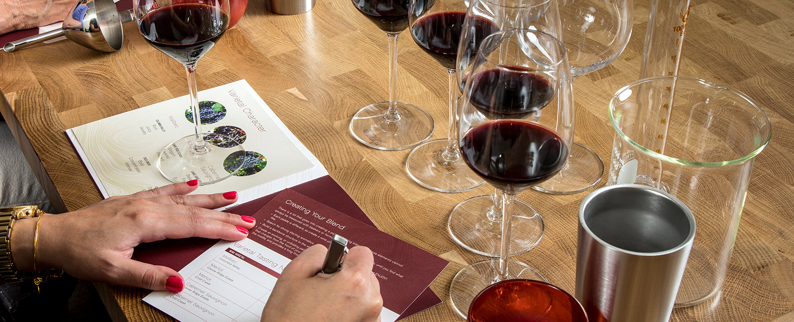 Wine Tasting Notes and Glasses on a Table