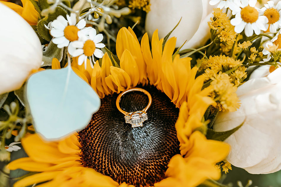 Flower with engagement ring