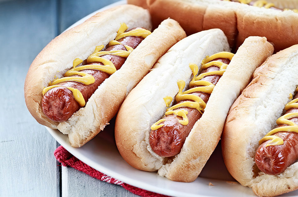 Hot dogs on a plate