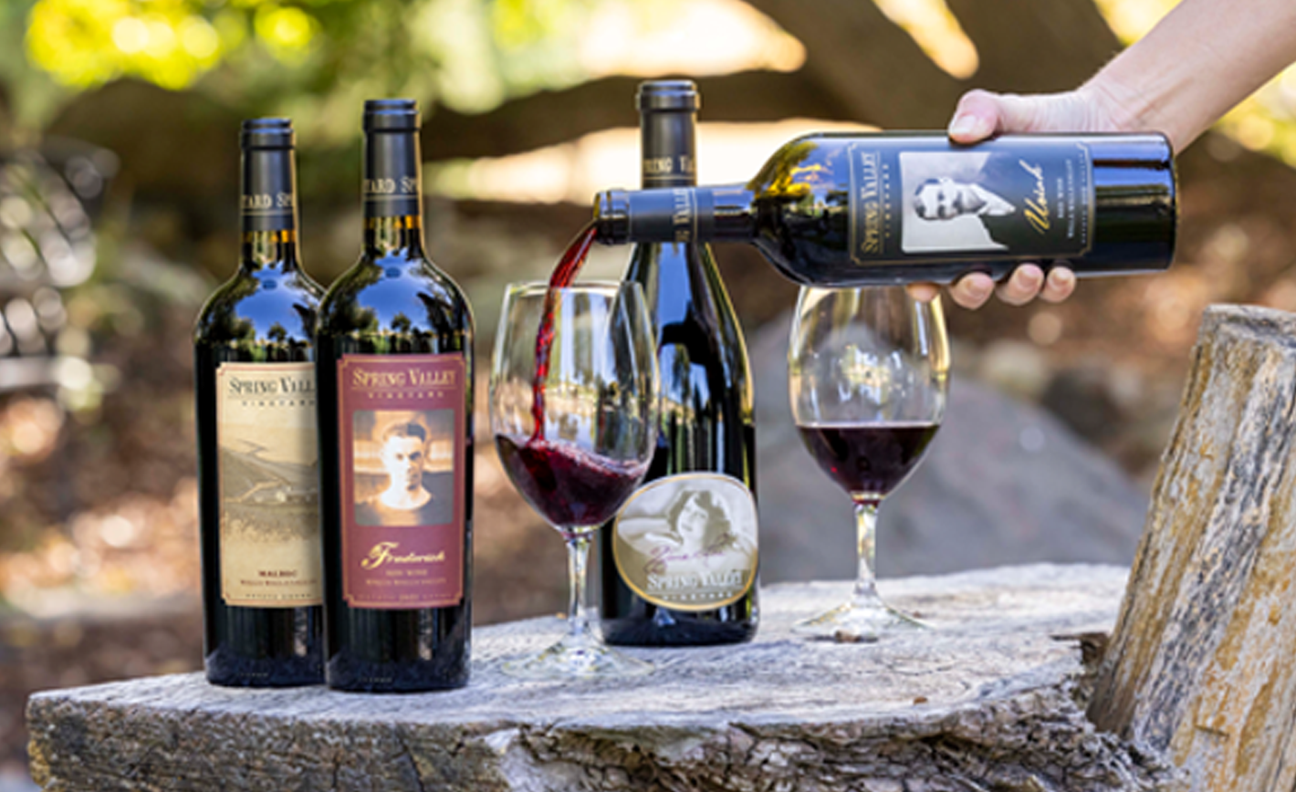 Four bottles of Spring Valley Vineyard wines