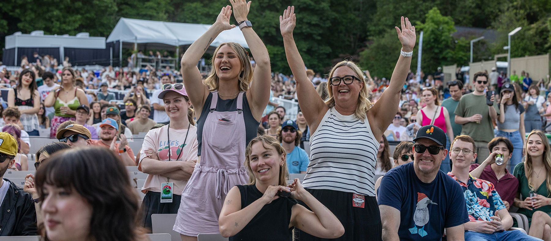 people cheering in a crowd