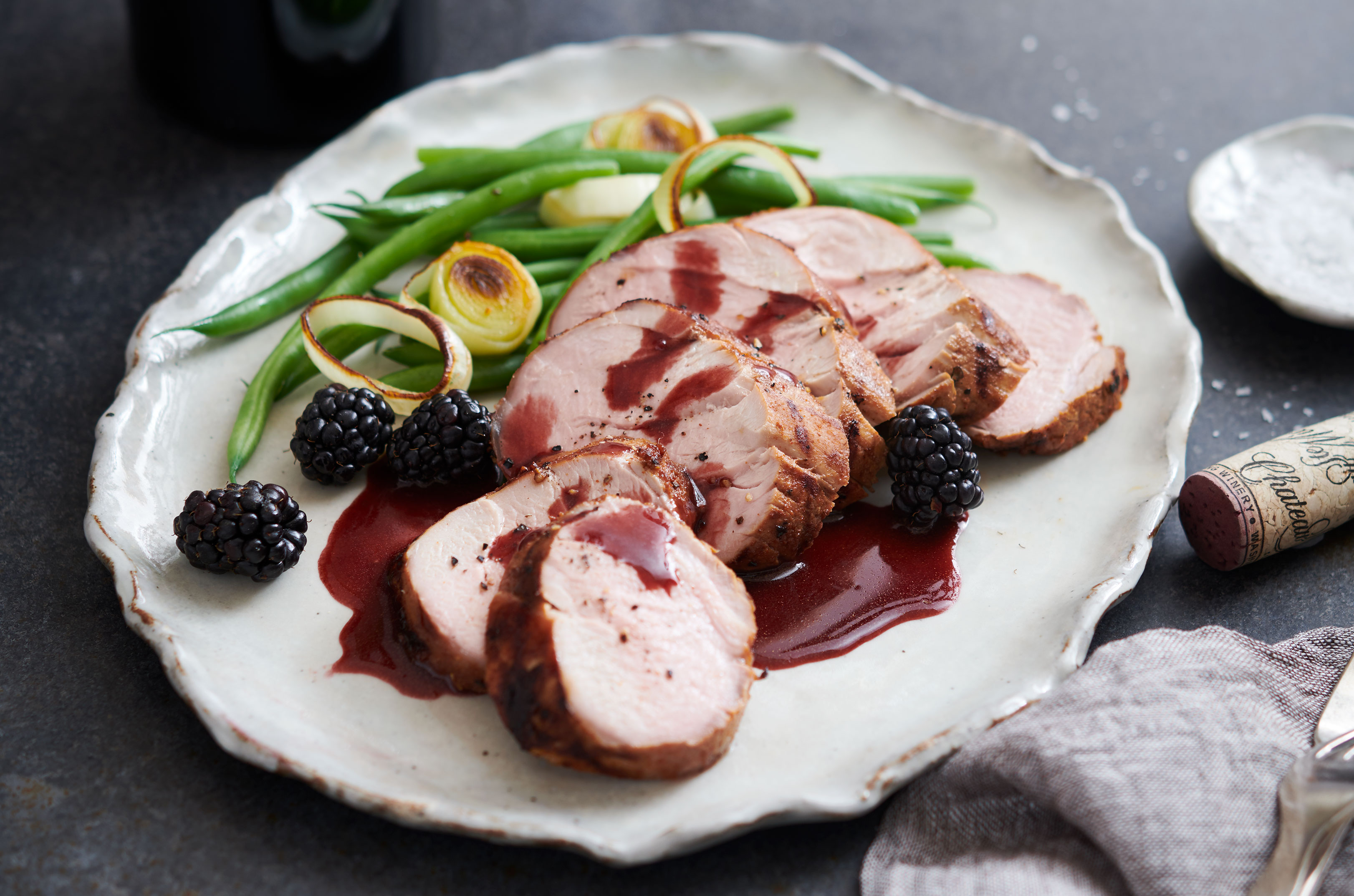 Pork tenderloin with blackberry red wine sauce