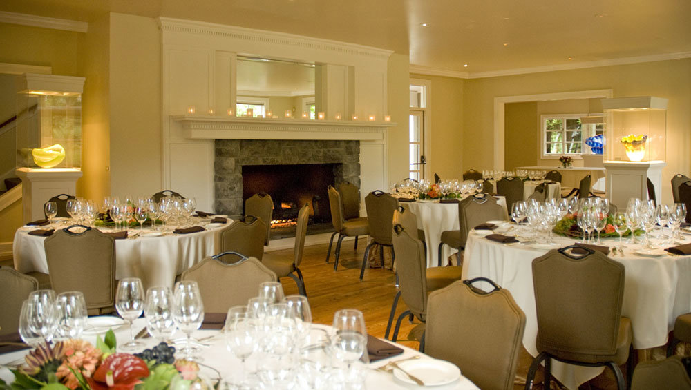 Manor House set up with tables for an event