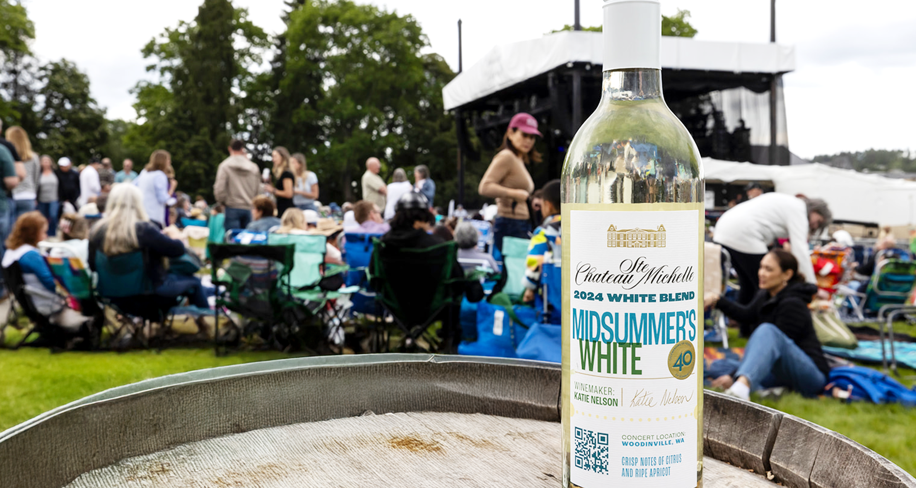 Bottle of Midsummer's White Blend at a concert