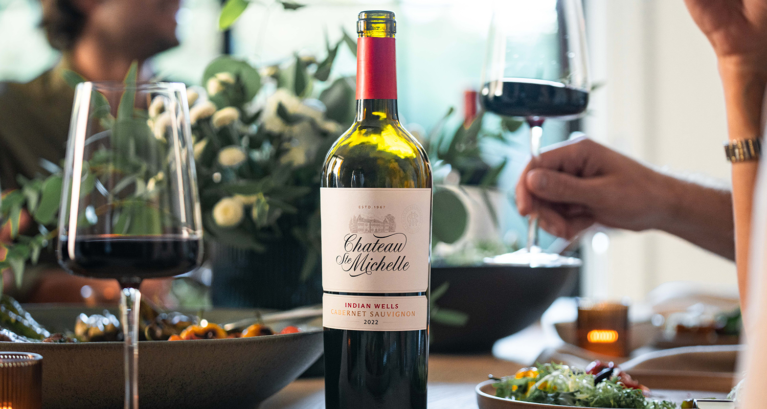 Bottle of Indian Wells wine on a table