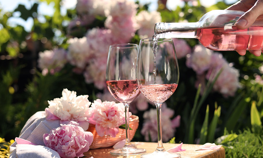 Glasses of Rosé being poured