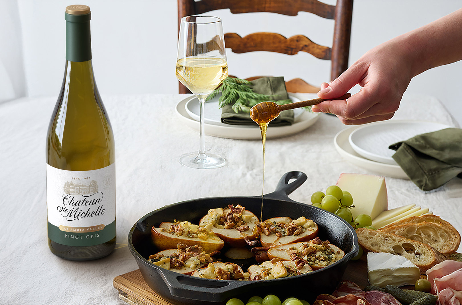 baked pears and wine